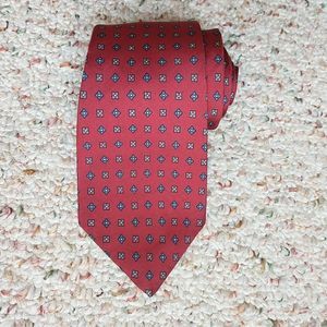 Reis of New Haven All Silk Necktie Tie Red Floral Geometric Preppy 3.5x58"